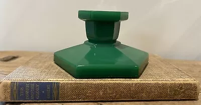 Buy Art Deco Rare Davidson Green Cloud Glass Short Candlestick 6cm Tall • 20£