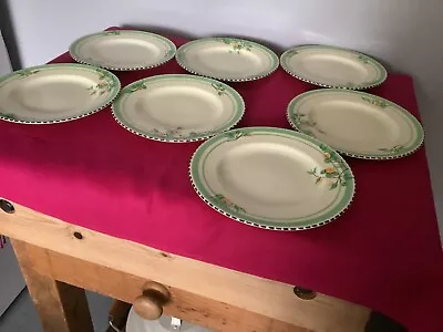 Buy 7 Woods Ivory Ware Art Deco Side / Salad Plates. Yellow And Green Pattern C 1933 • 17.50£