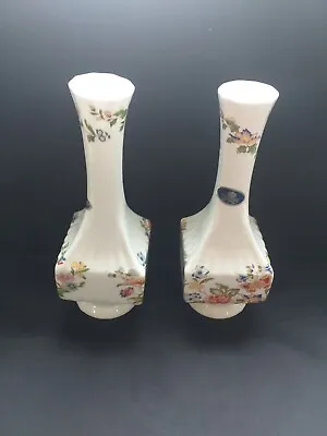 Buy Pair Of Aynsley Fine Bone China  Cottage Garden  Bud/Single Stem Vases #u30 • 12£