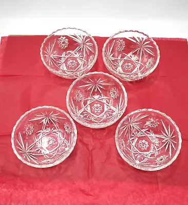 Buy LOT Of 5 Cut Glass Bowls Unmarked 5 Inch  Very Good Condition  • 23.71£