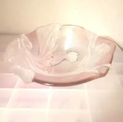 Buy Makisa Frosted Satin Pink Glass Bowl Candy Dish Ard Deco Mid Centuary Modern  • 14.45£