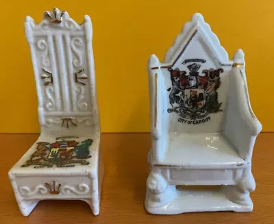 Buy Two Items Of Crested China - Cardiff - Ceremonial Chairs • 6£