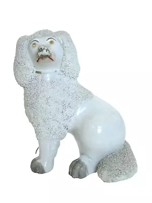 Buy CHARMING ANTIQUE VICTORIAN 19thc 1860s STAFFORDSHIRE POTTERY POODLE FIGURINE • 34.99£