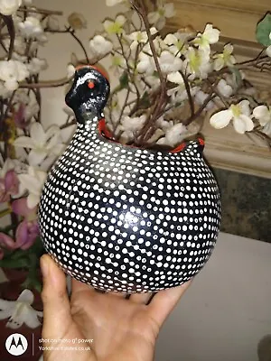 Buy Tribal Pottery  Bird Guinea Fowl Bowl  African ? Antique Hand Made 18cm Rare  • 39£