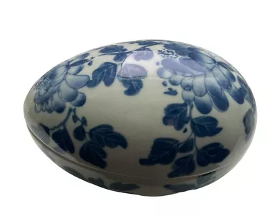 Buy Vintage Collectible Nora Fenton Porcelain Chinoiserie Egg Trinket Jewelry Box 4” • 18.85£