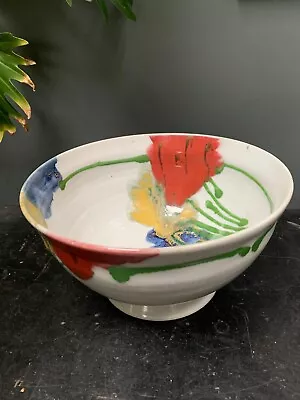 Buy Janice Tchalenko Dartington Studio Pottery Poppies Bowl 9.5 Inch • 50£