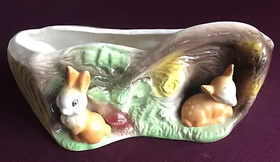 Buy Vintage Withernsea Eastgate Fauna Style 22cm Long Planter Fawn Rabbit Log (2m) • 9.99£