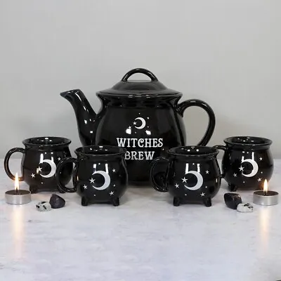 Buy Witches Brew Teapot And 4 Cauldron Cups, New Bone China, Witches Brew Set  • 44.95£
