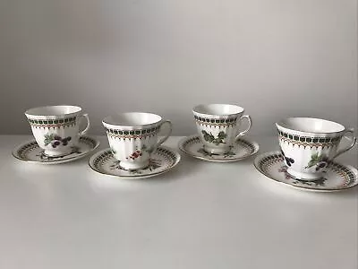 Buy 4 Vintage Duchess Bone China Tea Cups & Saucers KINGSLEY FRUITS Blackberry Goose • 29.95£