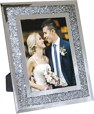 Buy Crushed Diamond Crystal Effect Sparkly Mirrored Glass Diamante Photo Frame 6X4in • 13.75£