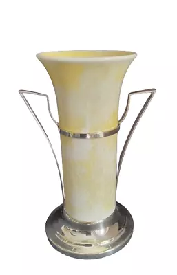 Buy Ruskin Pottery Yellow Lustre Spill Vase With Silver Plated Holder Art Deco 1913 • 130£
