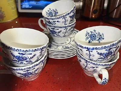 Buy Fine Set Of 6  Johnson Bros. Blue And White Cups And Saucers Indies  Design • 35£