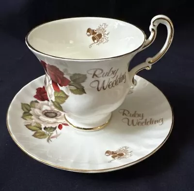 Buy Royal Park Staffordshire Bone China Ruby Wedding Cup And Saucer - Ex Condition • 5£