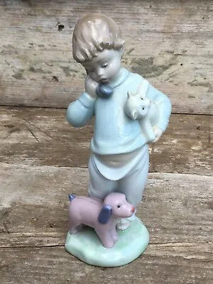 Buy Nao By Lladro Boy On Phone With Teddy Bear & Puppy Dog Figurine Made In Spain • 22.99£