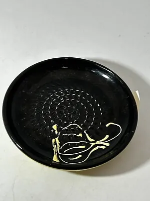 Buy Hand Made Ceramica Plate Spanish Black Raised Detail Abstract Trinket Dish #LH • 2.99£