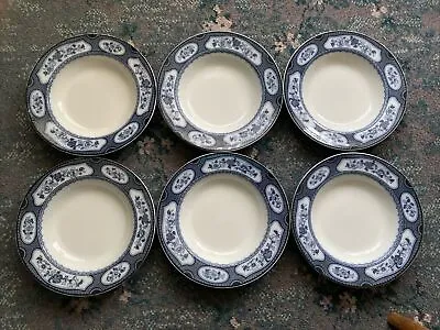 Buy Set Of 6 Losol Ware Rosslyn Blue & White Wide Rimmed Soup Bowls • 49.99£