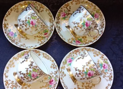 Buy Vintage China Plant Tuscan Coffee Cups & Saucers X 4 Duos 1418A • 9.99£