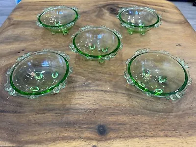 Buy Gorgeous Set Of Five Green Sowerby Art Deco Glass Bowls Pattern #2664 1930’s • 9.99£