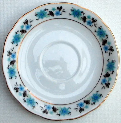 Buy 2x CHINESE Oriental TEA SAUCER 16cm White Porcelain Blue Flower Pattern & Gilt. • 1.99£