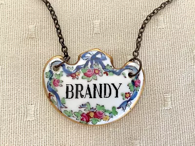 Buy Decanter Label Brandy Crown Staffordshire Bone China On Chain Vintage • 6£