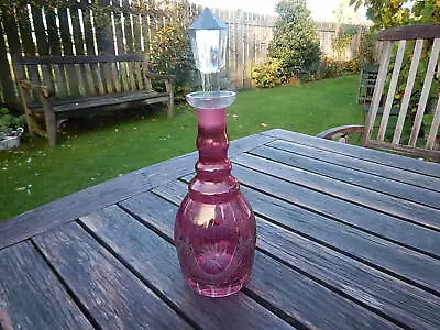 Buy Vintage Cranberry Ruby Red Etched Glass Decanter ~ Free P&P • 22£