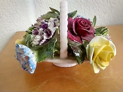 Buy Royal Adderley Pastel Flowers Floral Bone China Bouquet In Pink Basket - Elegant • 24.17£
