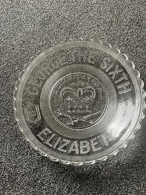 Buy George The Sixth Elizabeth Coronation 1937 Commemorative Vintage Glass Plate • 5£