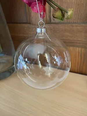 Buy REDUCED 10cm Hanging Clear Glass Baubles Balls Fillable Wedding Ornament • 7.50£