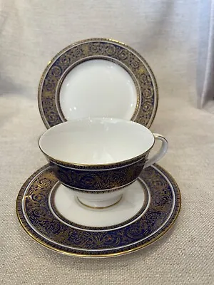 Buy Trio,English Fine Bone China,Royal Doulton -Imperial Blue Cup/saucer/plate • 32£