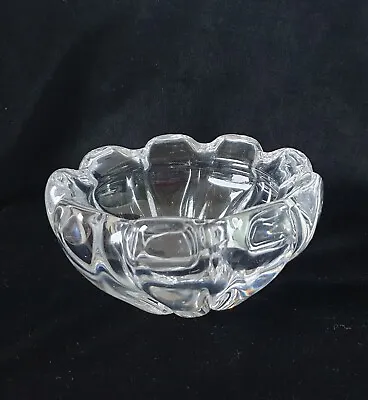 Buy Daum Crystal Nancy France Rare Heavy Mid-Century Glass Crenulated Bowl Vintage  • 85£
