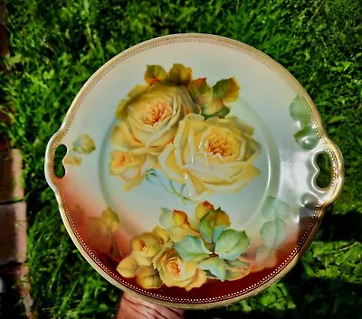 Buy Antique Artist Signed SEVRES Porcelain Hand Painted Gold Rose Gild Cake Plate • 42.58£