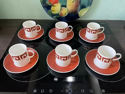 Buy Susie Cooper Red Keystone Set Of 6 Coffee Cups And Saucers - Excellent Cond • 18£
