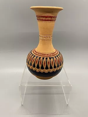 Buy Vintage Bonis Pottery Rhodes Greece Vase Enamel On Clay 100% Handmade • 34.43£