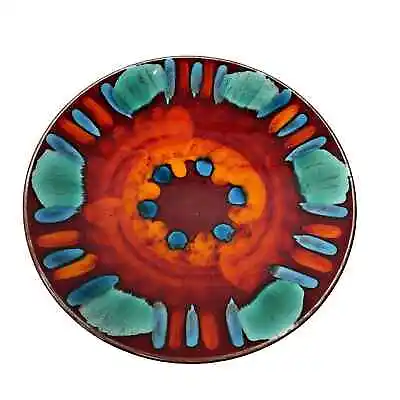 Buy Poole Pottery England Volcano 10.5  Handpainted Plate Glaze Art Red Orange • 85.04£