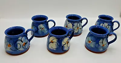 Buy Peter Lochhead Abbey Ceramics Mugs  Scottish Studio Pottery Blue Floral X 6 • 19.99£