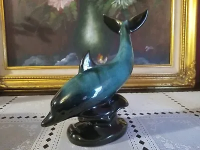 Buy Vintage BMP Canada Black And Turquoise Glazed Red Clay Dolphin Figure 10  • 19.17£