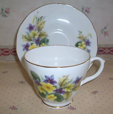 Buy Vintage Duchess Purple /Yellow Flowers Bone China Made In England Cup & Saucer • 12.46£
