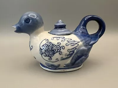 Buy Vintage Blue & White Duck Teapot Chinese Porcelain With Lid • 11.33£