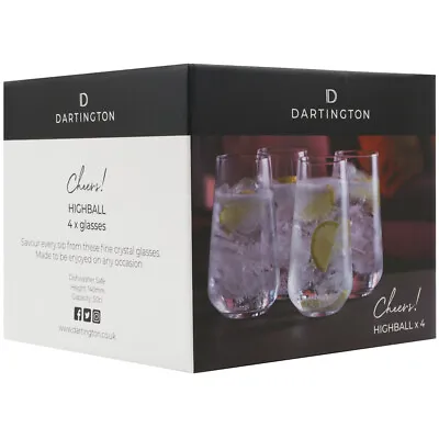 Buy Dartington Crystal Highball Glasses Cheers! Collection 500ml Set Of 4 • 21.10£