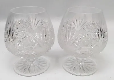 Buy 2 Ceska Crystal Brandy Snifters Glasses Hobstars Pinwheel Fan Cut 4 1/8” • 56.90£