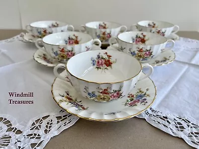Buy 6 Royal Worcester Roanoke Soup Coupe & Saucers - Fantastic Condition • 45£
