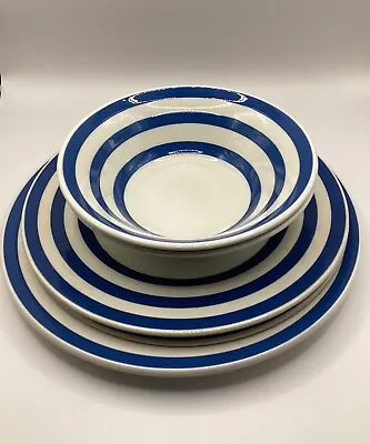 Buy Vintage Devon Kitchenware Chef Ware/Cornish, 3 X Plates 2 X Bowls Blue White • 17£