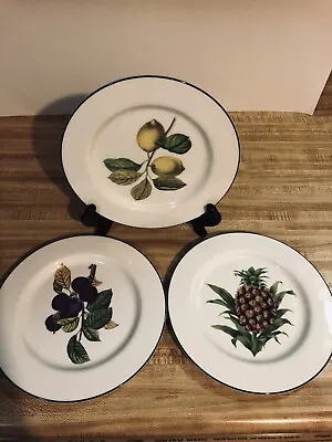 Buy 3 ROYAL VALE 9.25 Luncheon Accent Salad Plates Fruit Center Green Trim England • 34.15£