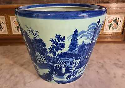 Buy Large  Victoria Ware Flow Blue Ironstone Style Planter (29cm High) • 50£