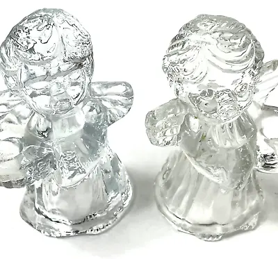 Buy 2 Vintage Clear Glass Singing Cherub Angels Mini Taper Candle Holders Taiwan • 13.24£