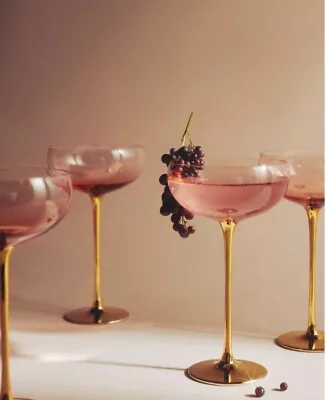 Buy Anthropologie Catherine Martin Starry Night Coupe Glasses Pink Gold SET OF 4 NIB • 94.86£