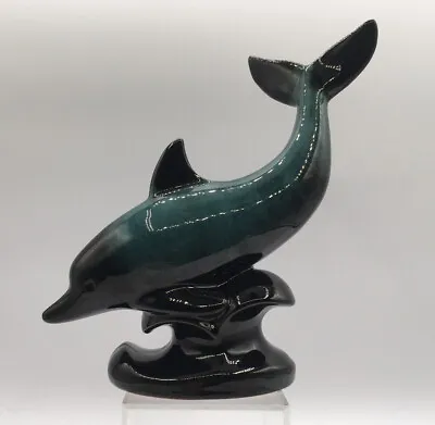 Buy Vintage Blue Mountain Pottery ? Pottery Orca Dolphin Figurine Green & Black 8” • 18.90£