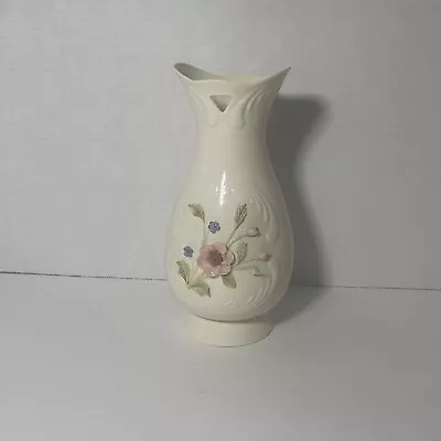 Buy Vintage Donegal Belleek Parian Irish China 9 In. Vase W/ 3D Ceramic Flowers • 24.01£