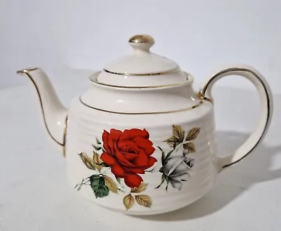 Buy Vtg Sadler Cream Floral Roses Porcelain Teapot Gold Trim Cottage Granny Core  • 20£