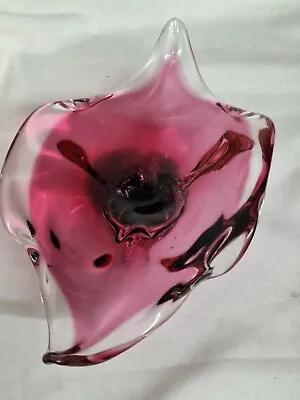 Buy Czech Art Glass. Pink And Maroon Bowl • 15£